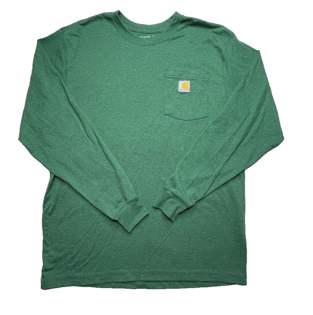 Carhartt Loose Fit Long Sleeve Pocket Shirt Mens Medium Green Work Tee T-Shirt